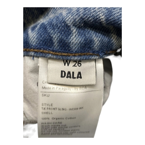 Dala Tie Front Sling Jeans Womens Mid Rise SZ 26  US 4 in Worn Ink Wash - Picture 5 of 13
